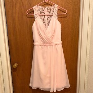 David's Bridal Blush Lace Backless Dress